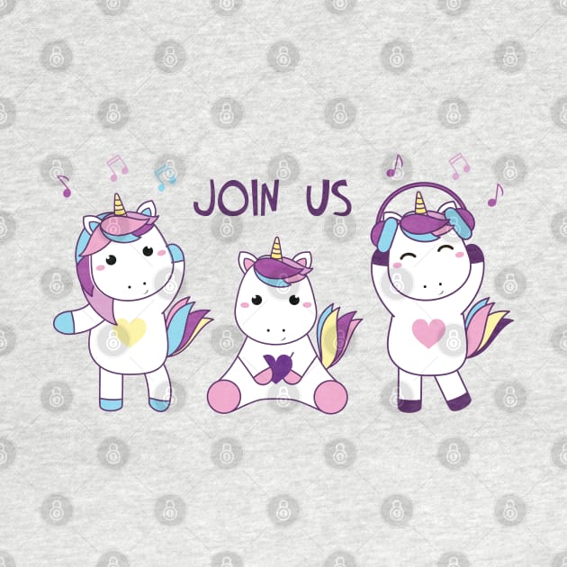 Join us - three baby unicorns by grafart